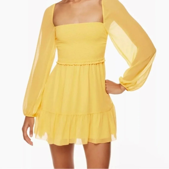 Aritzia Wilfred Tempest Long Sleeve Dress Sunflower Yellow Size Large - Picture 1 of 8